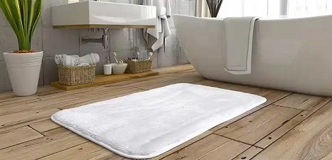 Custom white bath mat