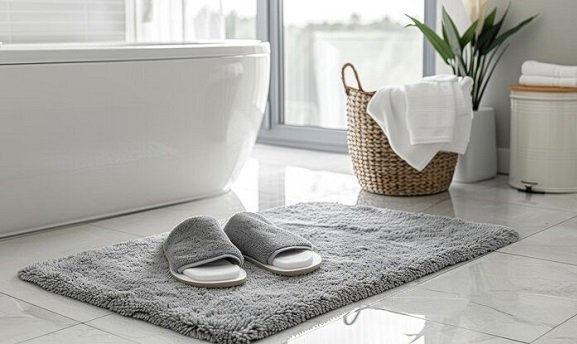 bath mat in bathroom