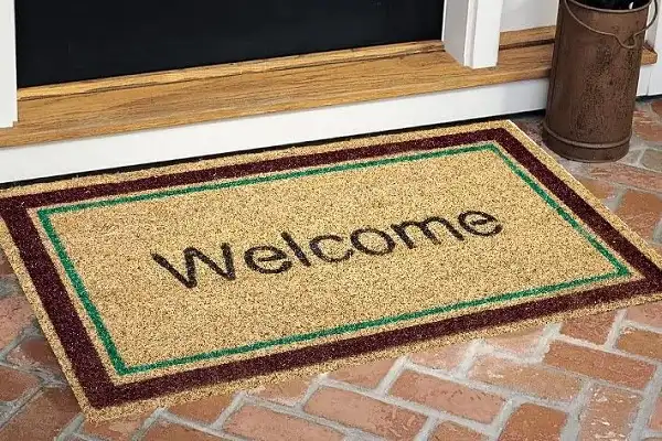Custom logo mat in front of door