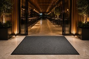 Modern upscale restaurant entrance mat