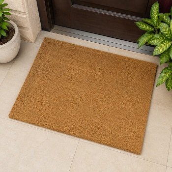 plain coir mat in front of door