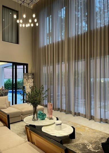 Floor Ceiling Motorized Curtains in Dubai villa