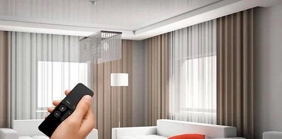 luxury linen & Sheer curtains with remote controller