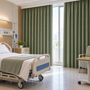 Blackout curtains in hospital
