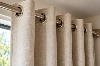 Eyelet curtains near view