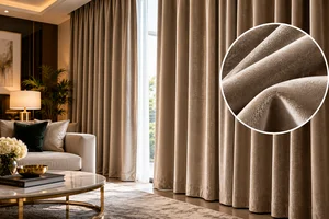 Luxury living room setting, highlighting the thick, soft velvet texture