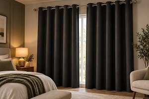 eyelet blackout curtains in bedroom, Dubai